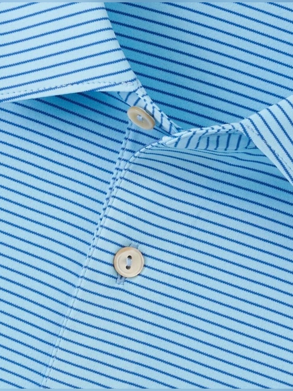 Peter Millar Featherweight UPF 50 Stripe Blue Performance Golf Polo XL, XXL